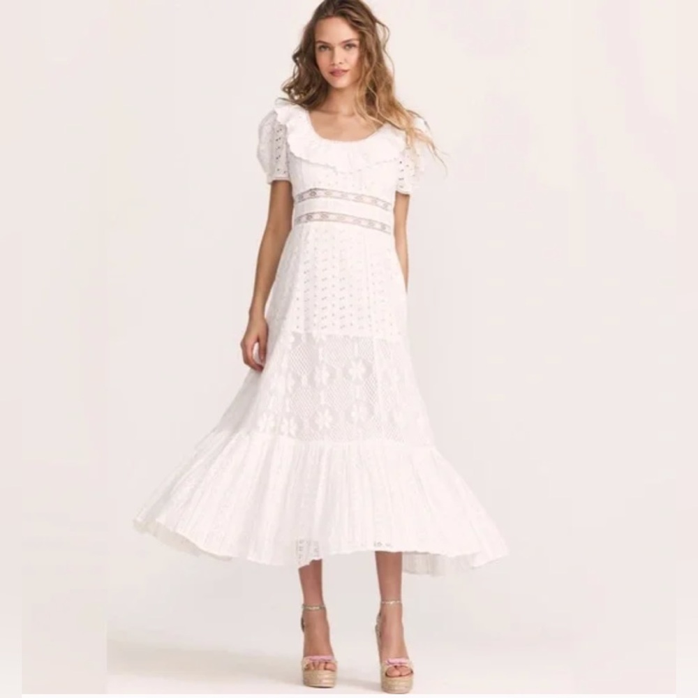 Loveshackfancy Stassie Eyelet Lace Maxi Dress, NWT, White Size 2